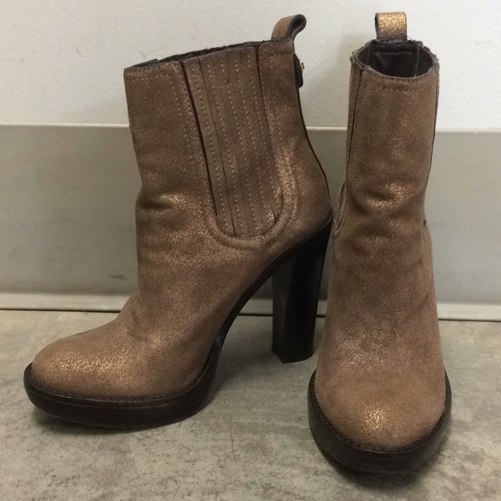 Tory Burch Sz 7.5 brushed leather metallic boots